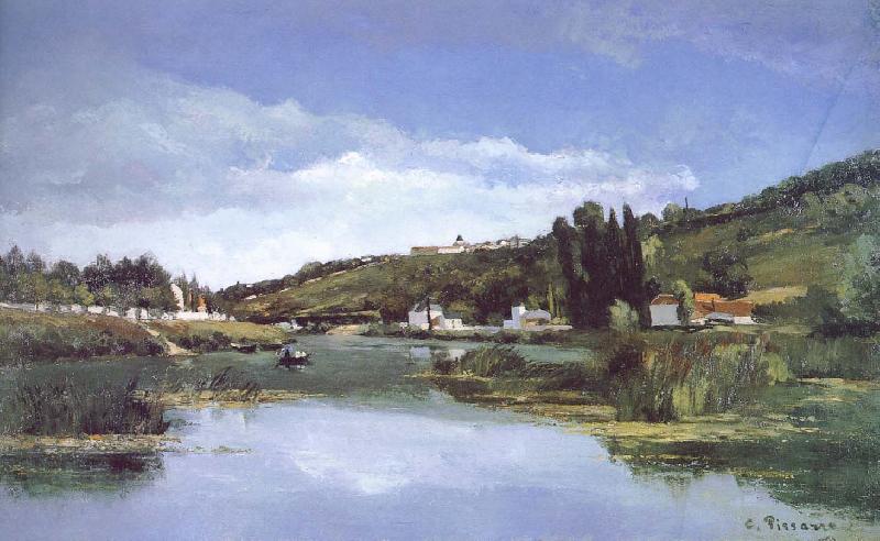 Camille Pissarro First Nepali Weiye Marx and Engels river bank oil painting image